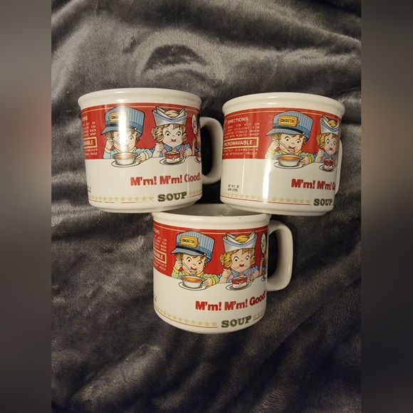 Set of 3 Vintage 1993 Campbell Soup Co. Kids Design Ceramic Soup Mugs Cups - Picture 2 of 11